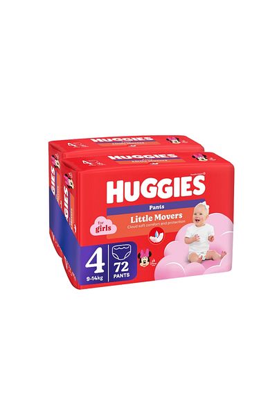 Huggies Scutece Chilotel Little Movers 4, Girl, 9-14 Kg, 72 Buc