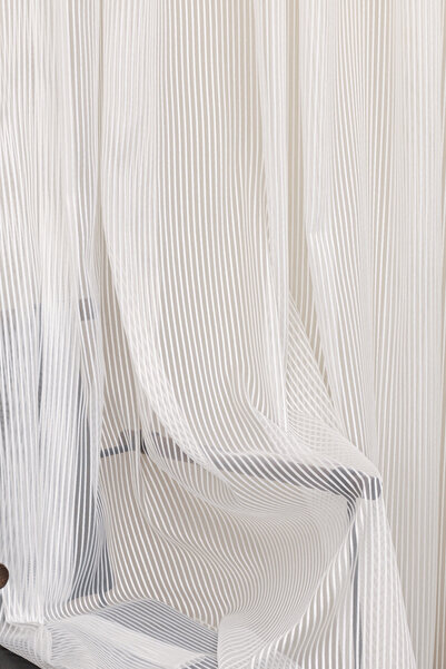 Ta-Ha Perde ve Halı 1-2 Sparse Pile Akita Model Tulle Curtain, Off-White No-Iron Tulle Curtain