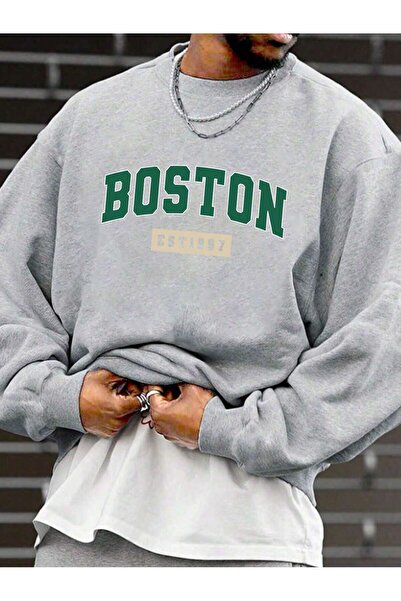 Lider Leather سويت شيرت رجالي ذو رقبة دائرية كبيرة الحجم