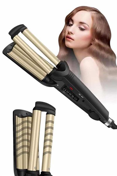 POEBGO FAMİLY'S Professional Ceramic Coating Hair Styling Wag Tongs with Heat Adjustment