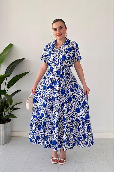 MaziButik Rochie Petunia din Viscoză Albastru