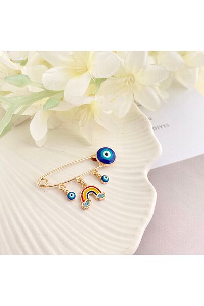 Kyver Baby Lapel Pin Baby Charm Rainbow Lapel Pin Gold