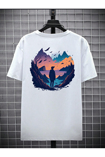 Lider Leather TRICOU UNISEX CU IMPRIMEU MUNȚE PENTRU BĂRBAȚI