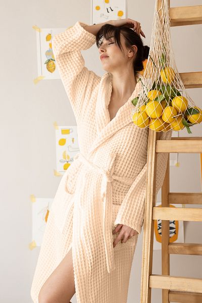 vivamaison Halat de baie unisex din bumbac 100% Waffle cu glugă, absorbție ridicată și uscare rapidă