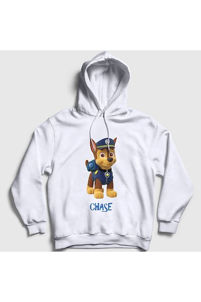 Presmono Unisex White Chase Paw Patrol Φούτερ με κουκούλα 558541tt