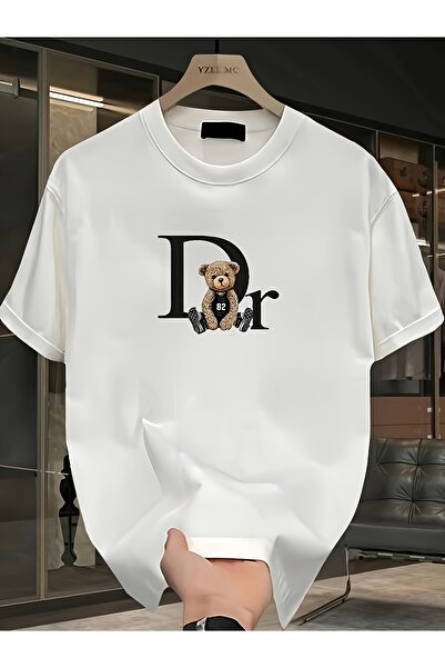 Lider Leather Tricou oversize imprimat cu guler rotund – Bumbac pieptănat cu ...