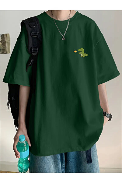 Lider Leather Μπλουζάκι με στάμπα Oversize Crew Neck, Βαμβακερό, Χτενισμένο, ...