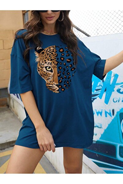 Lider Leather تيشيرت نسائي بطبعة ليوبارد مقاس متوسط