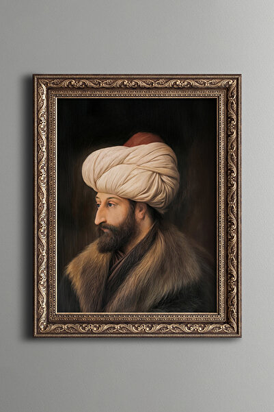 epiqart Fatih Sultan Mehmed Portresi - Vintage Desenli Çerçeve