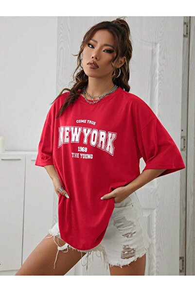 Lider Leather Tricou de damă supradimensionat cu mânecă scurtă