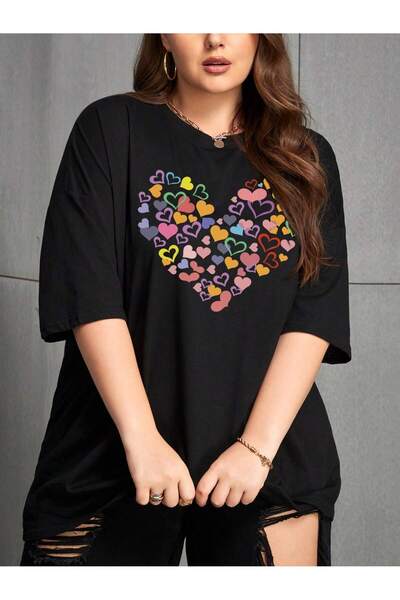 Lider Leather TRICOU DE DAMĂ CU IMPRIMEU INIMĂ COLORATĂ