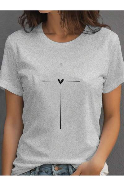 Lider Leather TRICOU ALB DE DAMĂ CU IMPRIMEU INIMĂ MĂRICĂ