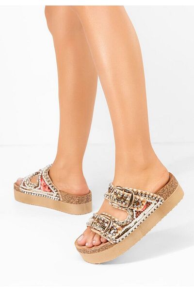 B T Shoes Papuci cu platformă Pauleta kaki