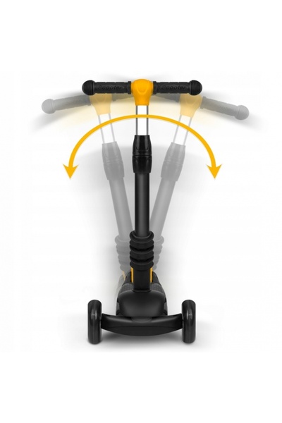 Ricokids Cubi 3 in 1 scooter for children Black/Yellow with seat, wheels with LED lights, front platform