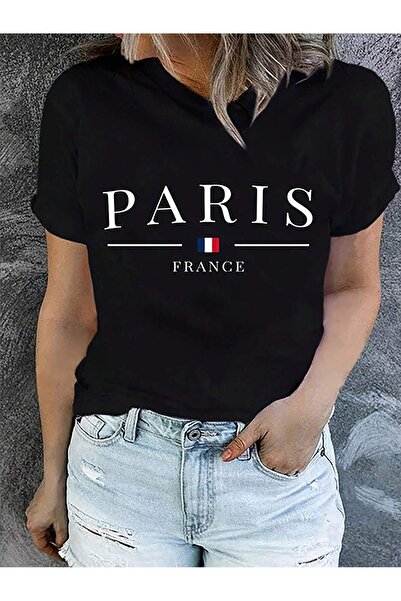 Lider Leather TRICOU ALB DE DAMĂ CU IMPRIMEU PARIS