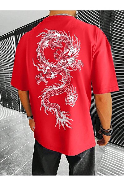 Lider Leather Tricou unisex pentru bărbați, cu imprimeu dragon, mărime mare