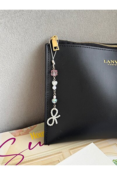 WhimsyWhite Coquette Bow White Pink Phone Charm, Phone Charm