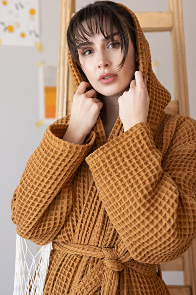 vivamaison Μπουρνούζι Unisex από 100% βαμβακερή βάφλα με κουκούλα, υψηλής απορρόφησης και γρήγορο στέγνωμα