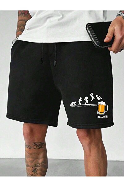 Lider Leather Pantaloni scurți pentru bărbați cu imprimeu de bere