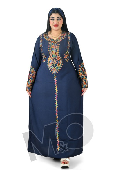 M&O 2 جلابية استقبال مطرزة ومصنوعة من قماش الكتان الخفيف والناعم يمنحك شعورًا...