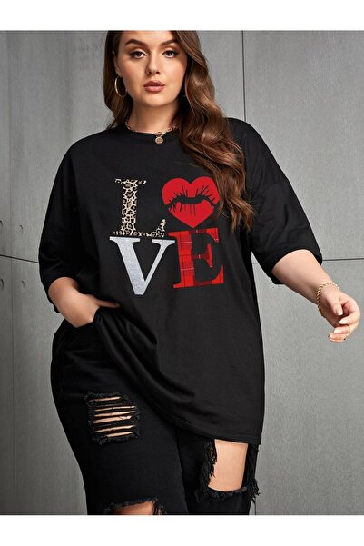 Lider Leather TRICOU DE DAMĂ MĂRIMI MARI CU INScripția LOVE