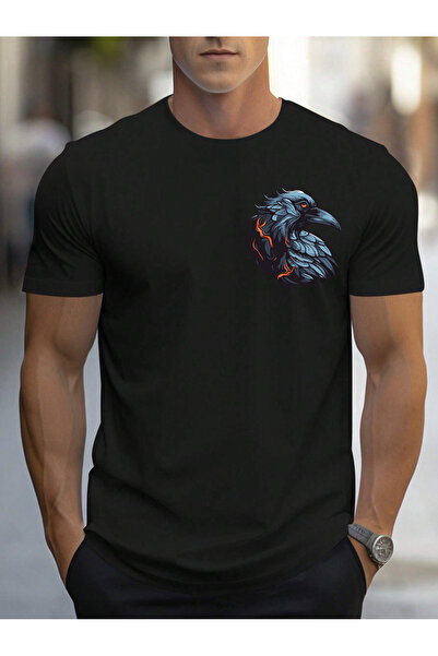 Lider Leather Ανδρικό μπλουζάκι unisex με στάμπα κοράκι