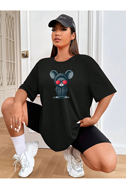 Lider Leather Tricou de damă cu imprimeu șoricel