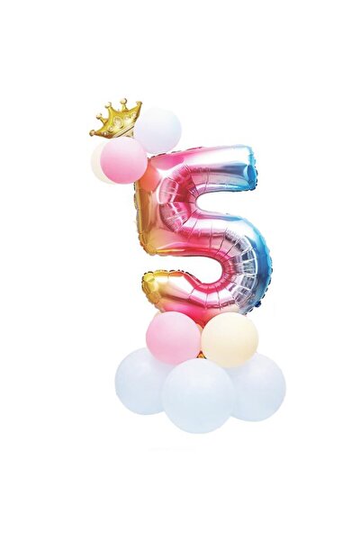 idei Комплект от 14 фолийни и латексови балона, балон номер 5, височина 81 см...