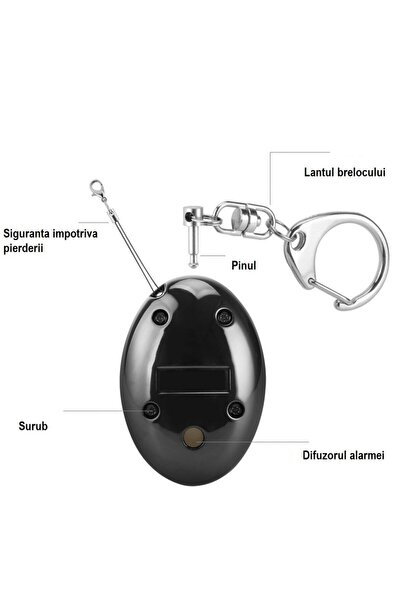 JustZEN Personal Alarm Keychain, Safe, 120 dB, Black