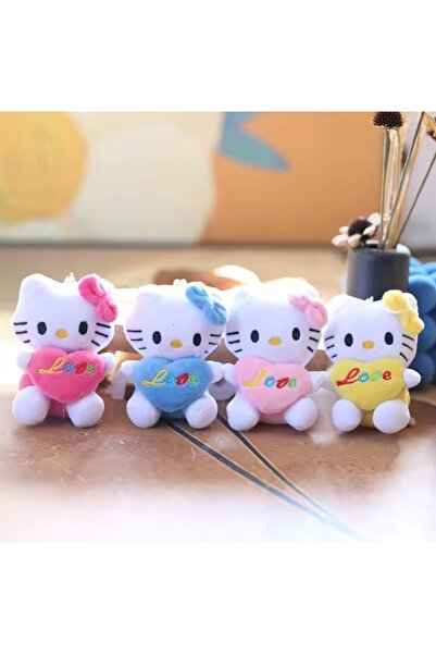 NB market Hello kitty peluş oyuncak mavi renk 12cm anahtarlık çanta süsü model hellokitty anahtarlık kalpli