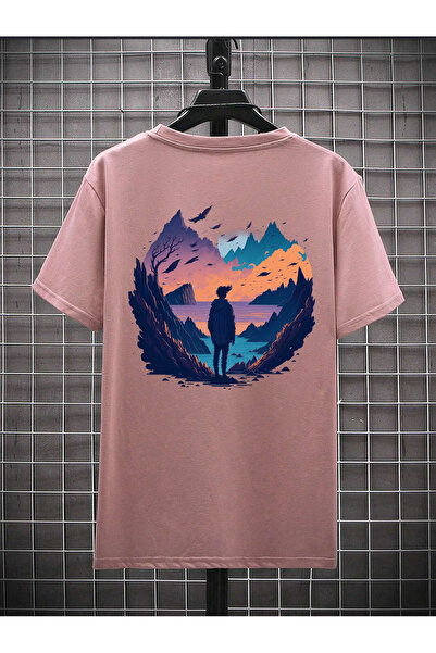 Lider Leather تيشيرت للجنسين بطبعة جبلية للرجال