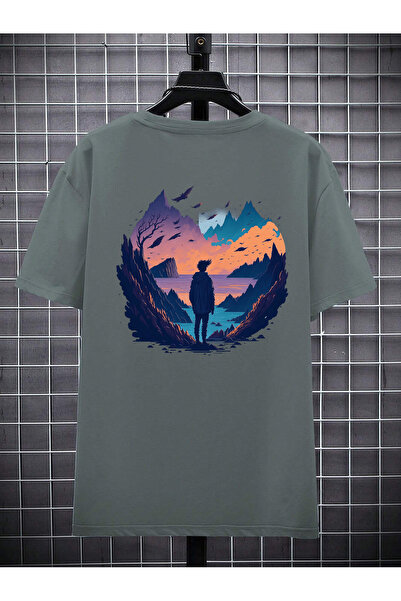 Lider Leather TRICOU UNISEX CU IMPRIMEU MUNȚE PENTRU BĂRBAȚI