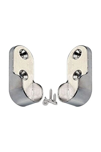 Adem Koç Mobilya Boru Askı Flanşı Oval Gardırop Dolap Içi Borusu Elbise Askı Aparatı Krom 45 Mm (2 Adet)