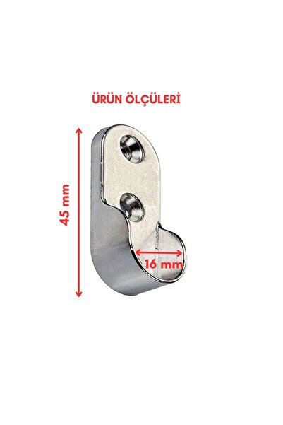 Adem Koç Mobilya Boru Askı Flanşı Oval Gardırop Dolap Içi Borusu Elbise Askı Aparatı Krom 45 Mm (2 Adet)