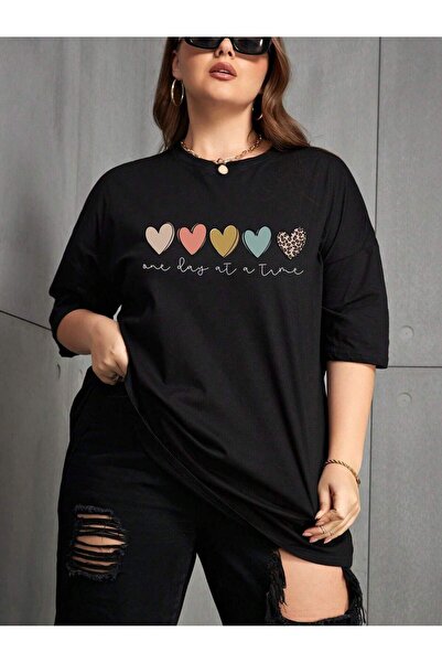 Lider Leather TRICOU DE DAMĂ MĂRIMI MARI CU IMPRIMEU INIMĂ