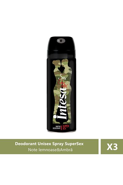 Intesa Unisex Deodorant Spray SuperSex 24H, 125 ml X 3 Pieces