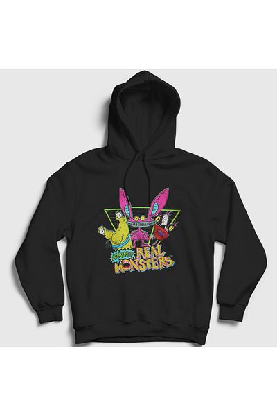 Presmono Unisex Black Krumm Ickis Oblina Real Monsters Hooded Sweatshirt 560290Tt
