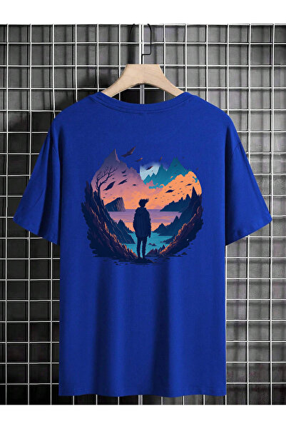 Lider Leather تيشيرت للجنسين بطبعة جبلية للرجال