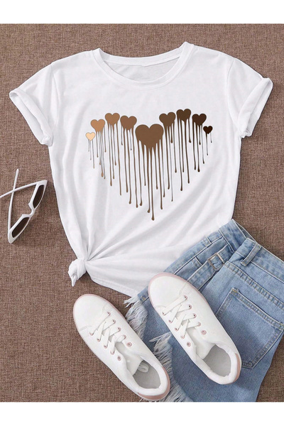 Lider Leather Tricou de damă cu imprimeu inimă