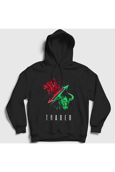 Presmono Unisex Black Bear Bull Stock Market Trader Trader Market Hooded Sweatshirt 558107Tt