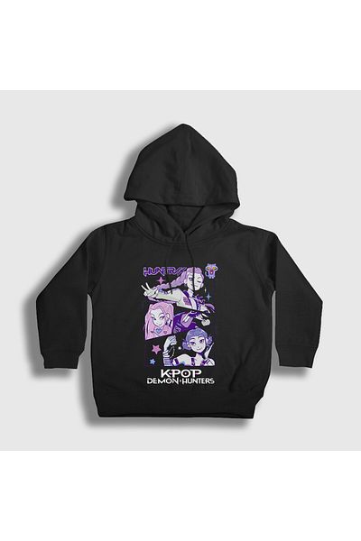 Presmono Hanorac cu glugă unisex pentru copii, poster negru K Pop Demon Hunters 561760tt
