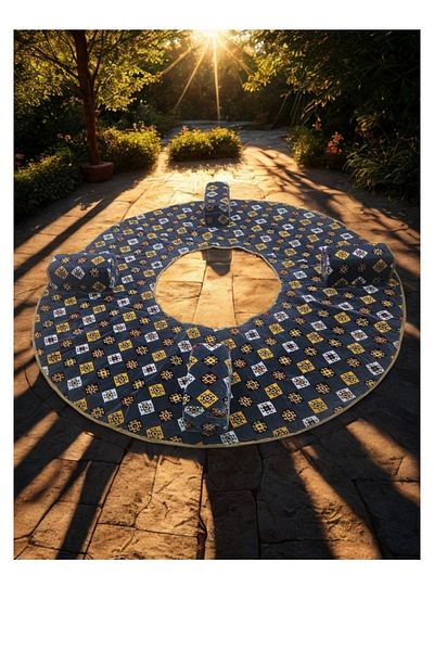 smart home A 7-piece heritage ground seating set suitable for travel, camping, and gardening, 300x300cm