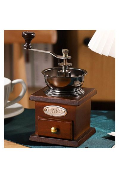 OEM Wooden coffee grinder, manual, vintage, wooden and stainless steel elements, for coffee, spices