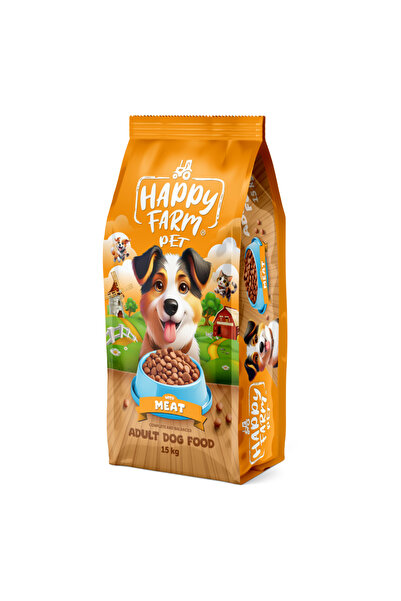 happy farm Суха храна за възрастни кучета 15 кг, с месо - мускулна маса, здра...