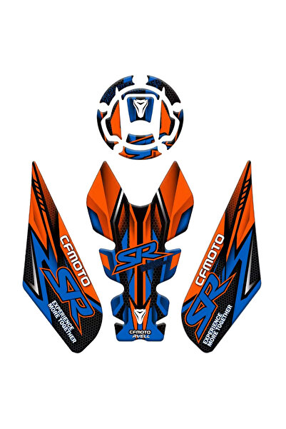 MKARAKAN Rvell CF Moto 250SR ( 2020-2024 ) Uyumlu Tank Pad Set Turuncu , Mavi