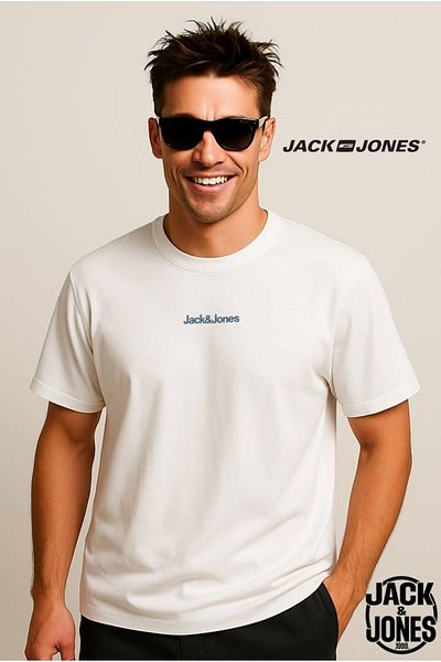 Jack & Jones J&J Jjmine Men's Logo Back Logo Printed T-Shirt White A3333