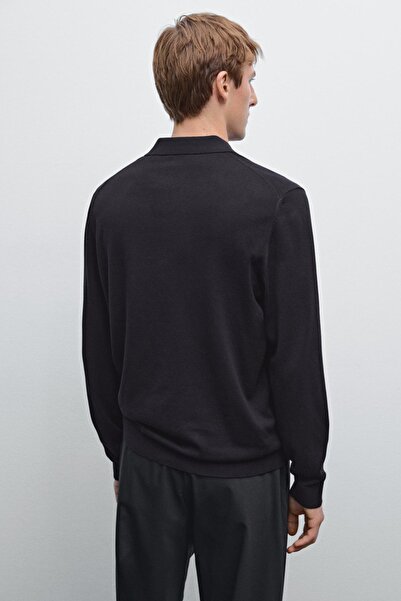 Massimo Dutti Fermuarlı triko polo yaka kazak