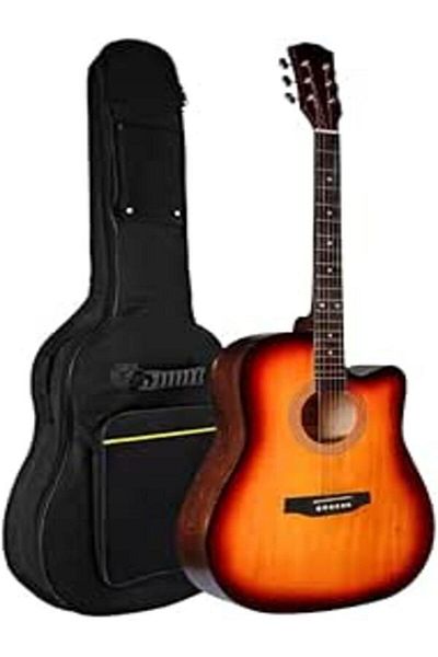 MegArya 38-Inch Acoustic Guitar Full size cutaway design with gig bag included - Sun Burst