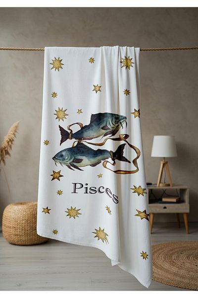 Doruklar Home Collection Modern Patterned Digital Printing Beach Sea Towel Peshtamal 80X160 cm Brs027