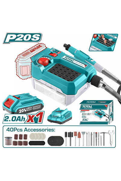 TOTAL Unealtă rotativă multifuncțională TMGLI20011 + baterie și încărcător